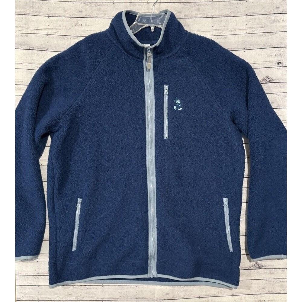 Tokyo Disney Fleece Jacket Full Zip Sz XL Fuzzy Disneyland Japan Mickey Blue
